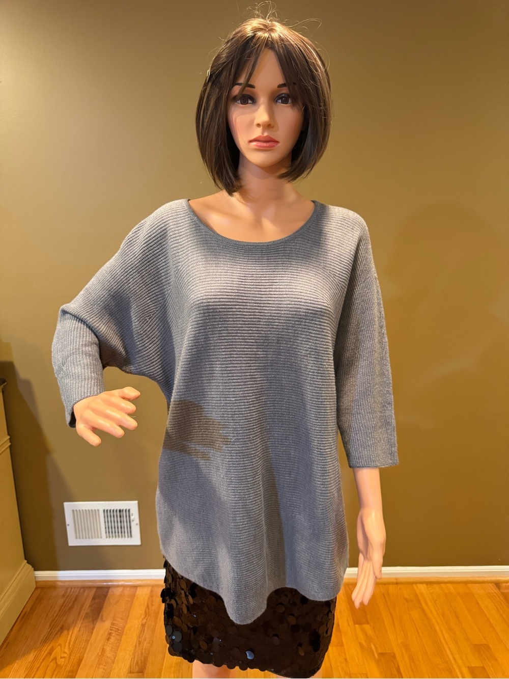 Worthington Gray Ribbed Knit Sweater